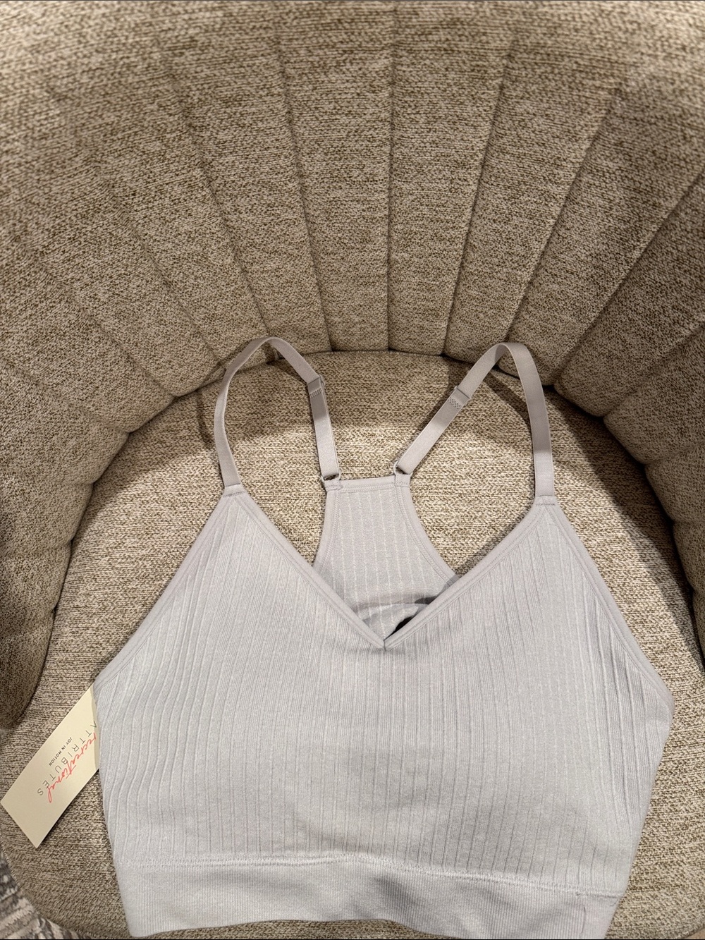 New Light Gray Sports Bra with Adjustable Straps